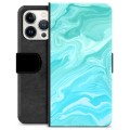 iPhone 13 Pro Premium Wallet Case - Blauw Marmer