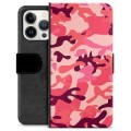 iPhone 13 Pro Premium Wallet Case - Roze Camouflage