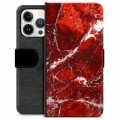 iPhone 13 Pro Premium Wallet Case - Rood Marmer