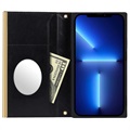 iPhone 13 Pro Wallet Case met Make-upspiegel - Zwart