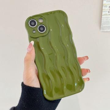 iPhone 14 3D Lineair Golvend Hoesje - Groen