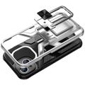 iPhone 14 Hybrid Case met Metalen Standaard - Zilver