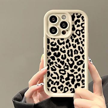 iPhone 14 Pro TPU hoesje met luipaardprint - Wit