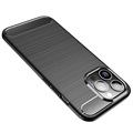iPhone 14 Pro Max Geborsteld TPU Hoesje - Koolstofvezel - Zwart