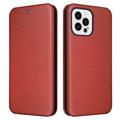 iPhone 14 Pro Max Flip Case - Koolstofvezel - Oranje