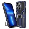 iPhone 14 Pro Max Hybrid Case met Metalen Standaard - Blauw