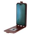 iPhone 14 Pro Max Verticale Flip Case met Kaarthouder - Bruin