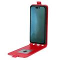 iPhone 14 Verticale Flip Case met Kaarthouder - Rood