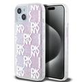 iPhone 15 DKNY Liquid Glitter Checkered Pattern Hoesje