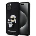 iPhone 15 Karl Lagerfeld 3D-rubber Karl & Choupette NFT hoesje - Zwart