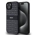 iPhone 15 Plus DKNY Repeat Pattern Tonal Stripe hoesje - Zwart