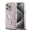 iPhone 15 Pro Hello Kitty IML Ringstand Glitter MagSafe Hoesje - Roze