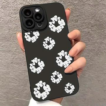 iPhone 15 Pro Max Katoenen Krans TPU hoesje - Zwart