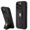 iPhone 15 Pro Max Ferrari Carbon Greepstandaardkoffer - Zwart