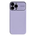 iPhone 15 Pro Max Liquid Silicone Case met Lensglas bescherming - Paars