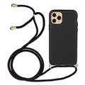 iPhone 15 Pro Max TPU Hoesje met Lanyard - Zwart