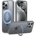 iPhone 15 Pro Max Torras Upro Ostand Matte Hoesje - MagSafe Compatibel - Titaangrijs