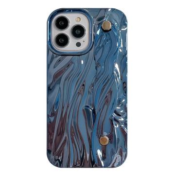 iPhone 15 Pro Max Gerimpeld gegalvaniseerd TPU hoesje - Blauw