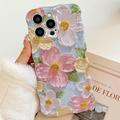iPhone 15 Pro TPU-hoesje met golvende rand en olieverfschilderij - Bloemen