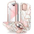 iPhone 15 Supcase Cosmo Mag Hybride Hoesje - Roze Marmer