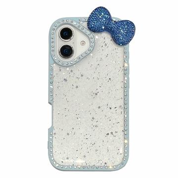 iPhone 16 Strik & Strass Epoxy Hoesje - Blauw