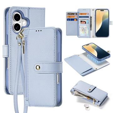 iPhone 16 Dux Ducis Lawa Leren Portemonnee Hoesje met magneet - Baby Blauw