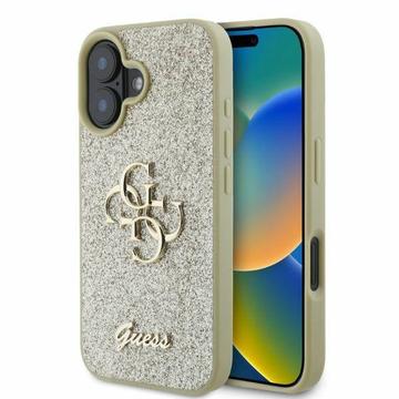 iPhone 16 Guess Fixed Glitter 4G Metal Logo Hoesje