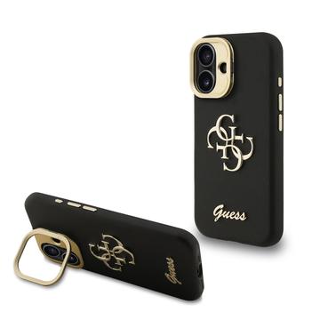 iPhone 16 Guess 4G Logo Stand Camera Frame Hoesje - Zwart