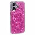 iPhone 16 MagSafe-compatibel glitter pailletten epoxy hoesje - Hot Pink
