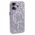 iPhone 16 MagSafe-compatibel glitter pailletten epoxy hoesje - Wit