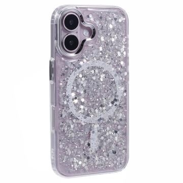 iPhone 16 MagSafe-compatibel glitter pailletten epoxy hoesje - Wit
