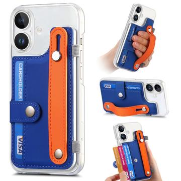 iPhone 16 Plastic Hoesje CY1 - Kaartsleuf, Polsband, Kickstand - Donkerblauw