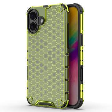 iPhone 16 Plus Honeycomb Armored Hybride Hoesje - Groen
