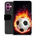 iPhone 16 Plus Premium Portemonnee Hoesje - Voetbal Vlam