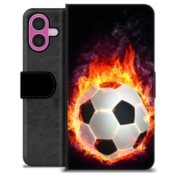 iPhone 16 Plus Premium Portemonnee Hoesje - Voetbal Vlam