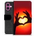 iPhone 16 Plus Premium Portemonnee Hoesje - Hart Silhouet