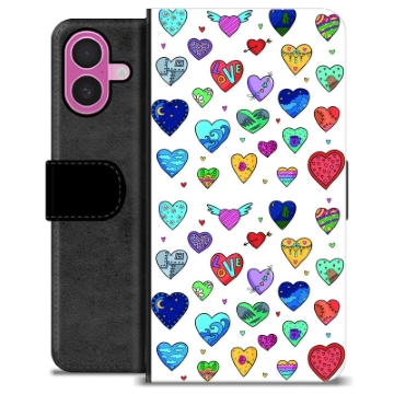 iPhone 16 Plus Premium Portemonnee Hoesje - Harten