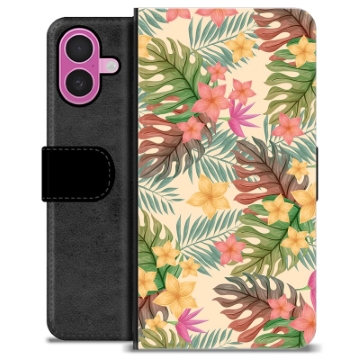 iPhone 16 Plus Premium Portemonnee Hoesje - Roze Bloemen