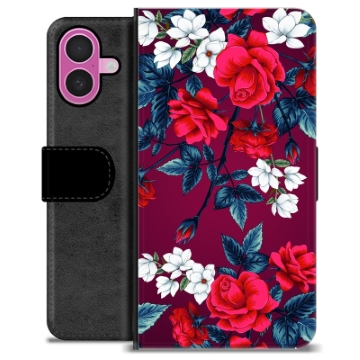 iPhone 16 Plus Premium Portemonnee Hoesje - Vintage Bloemen