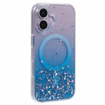 iPhone 16 Plus Sparkle Glow MagSafe hoesje - Blauw