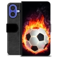 iPhone 16 Premium Portemonnee Hoesje - Voetbal Vlam