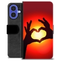 iPhone 16 Premium Portemonnee Hoesje - Hart Silhouet