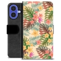 iPhone 16 Premium Portemonnee Hoesje - Roze Bloemen