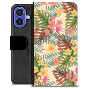 iPhone 16 Premium Portemonnee Hoesje - Roze Bloemen