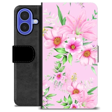 iPhone 16 Premium Portemonnee Hoesje - Aquarel Bloemen