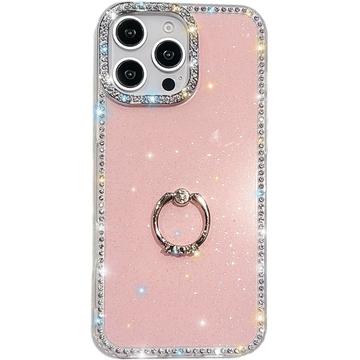 iPhone 16 Pro Max CrystalGlow Hybride Hoesje met Ringhouder - Roze