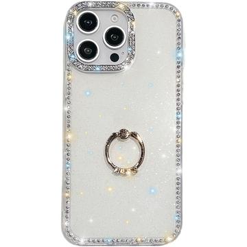iPhone 16 Pro Max CrystalGlow Hybride Hoesje met Ringhouder - Wit