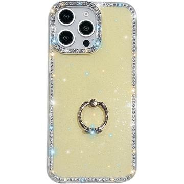 iPhone 16 Pro Max CrystalGlow Hybride Hoesje met Ringhouder - Geel