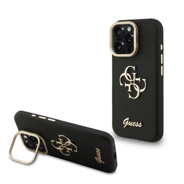 iPhone 16 Pro Max Guess 4G Logo Stand Camera Frame Hoesje - Zwart