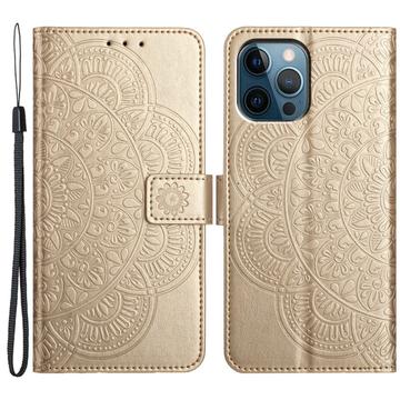 iPhone 16 Pro Max Mandala Series Portemonnee-hoesje - Goud